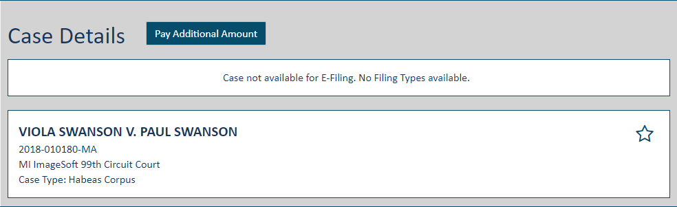 Case Details page - eFiling not available