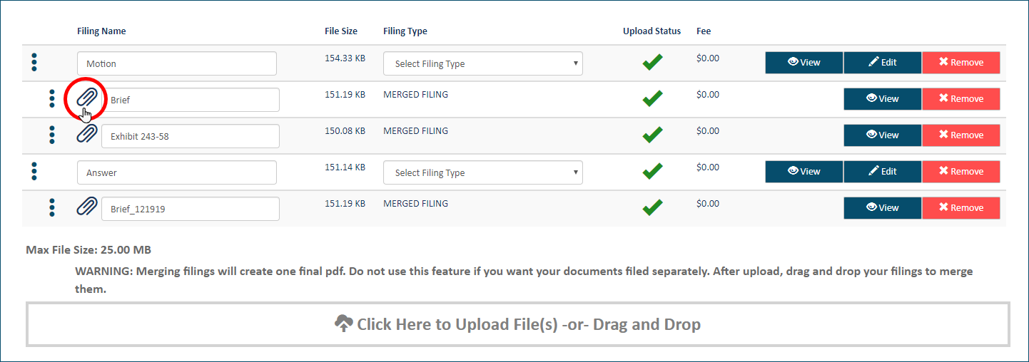 Upload pane - separate merged documents