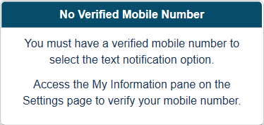 No Verified Mobile Number dialog