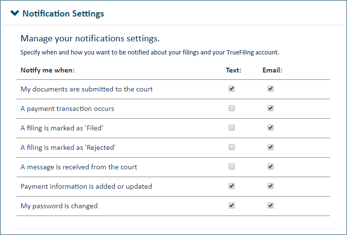 Notification settings