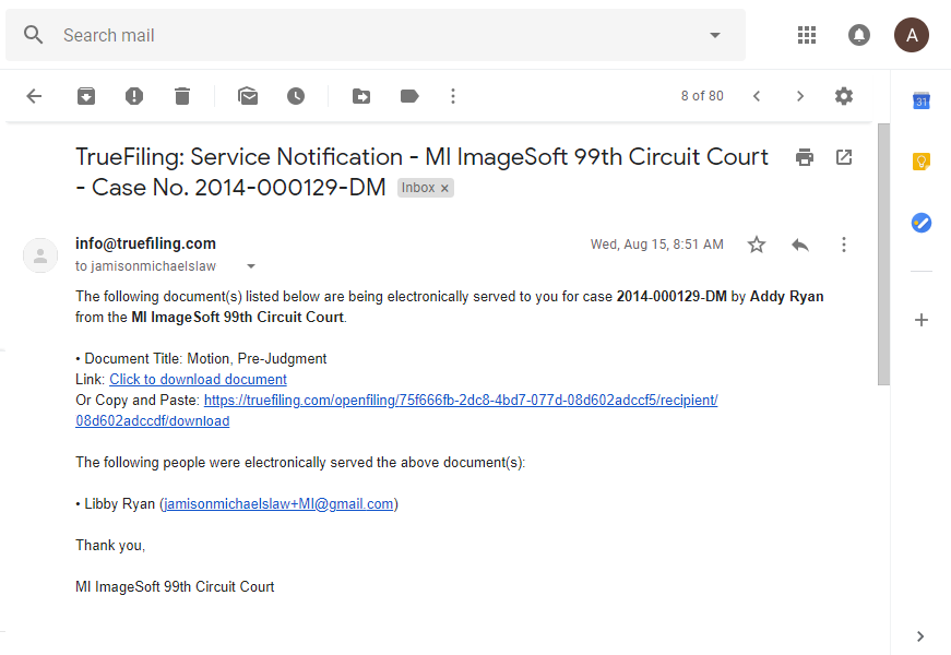 Sample servicing email