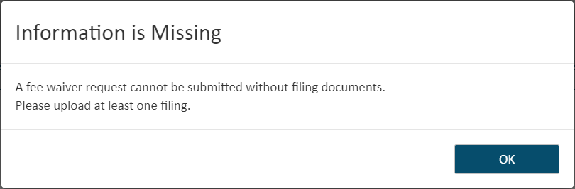 Validate submission error - must include one filing