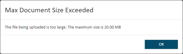 Validate submission error - max file size exceeded